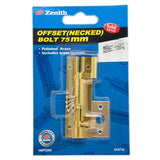 Zenith Offset(Necked) Bolt 75mm Solid Brass Polished Brass HBP2200