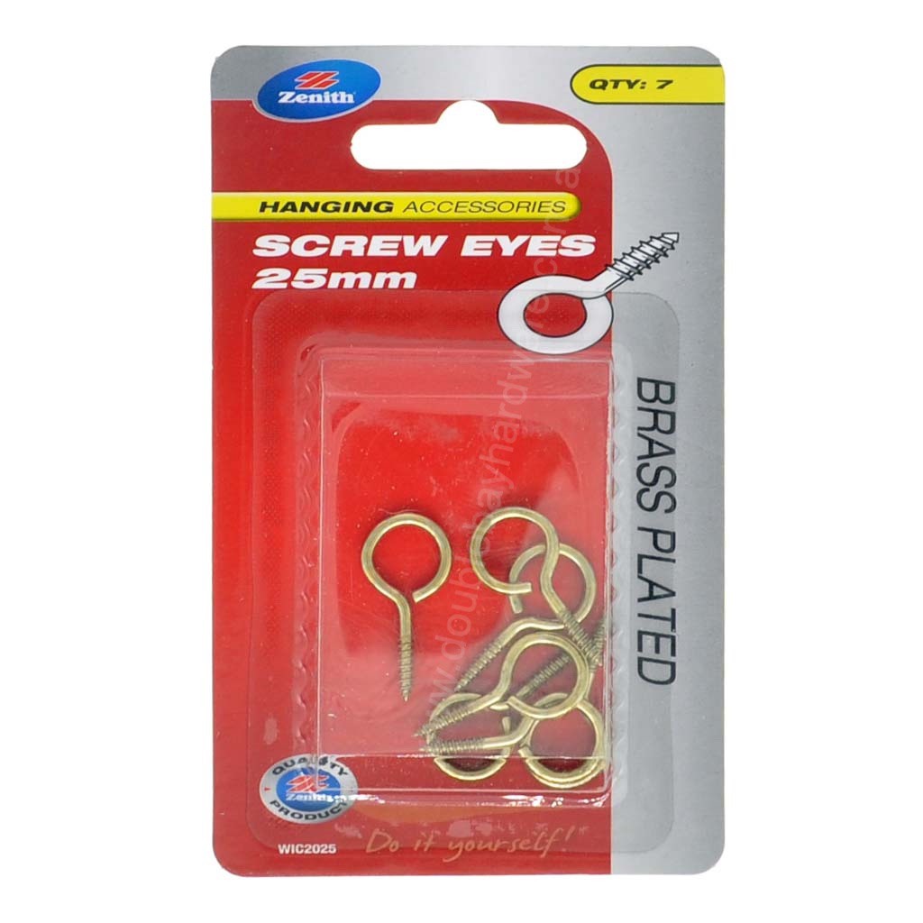 Zenith Screw Eyes 25X2.0mm Brass Plated 7Pcs WIC2025