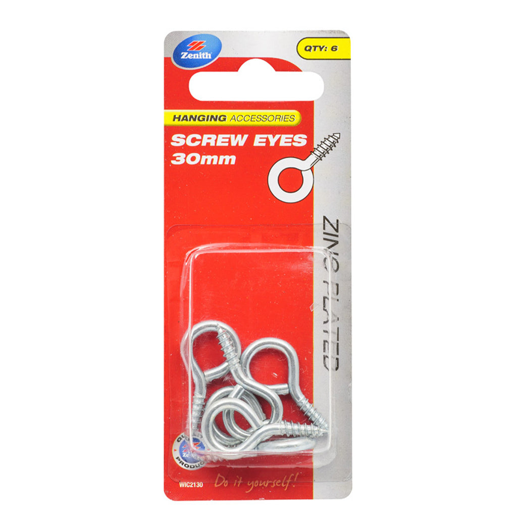 Zenith Screw Eyes 30mm Zinc Plated WIC2130