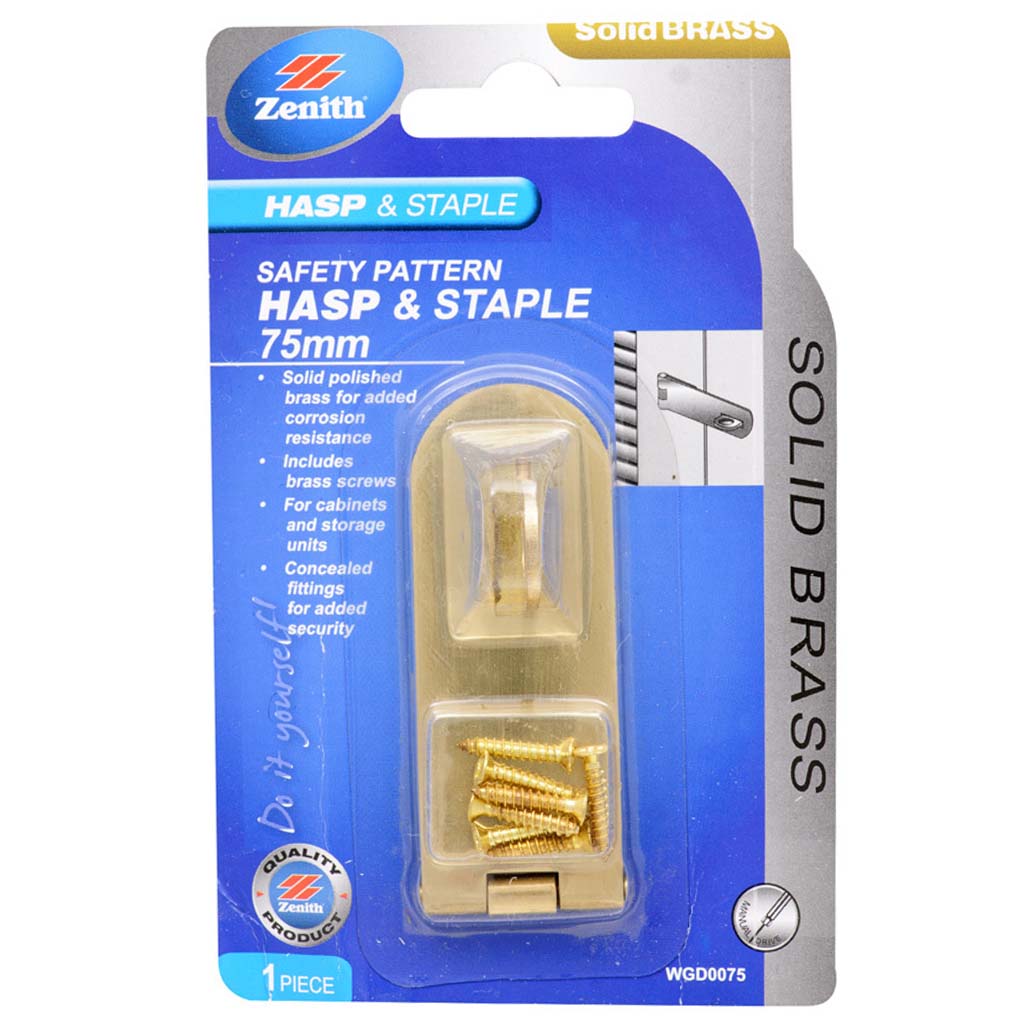 Zenith Solid Brass Hasp & Staple 75mm WGD0075