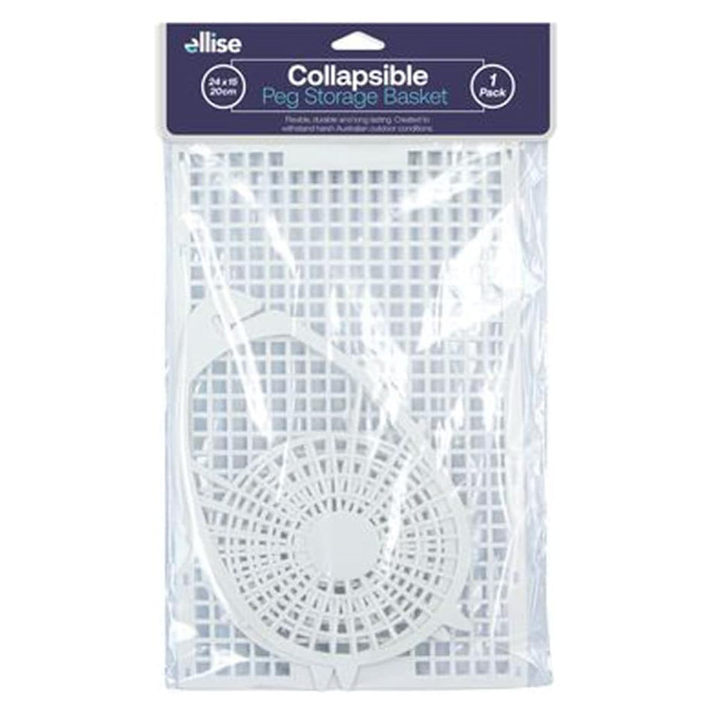 ellise Collapsible Plastic Peg Basket 24X15X20cm White HOM-860