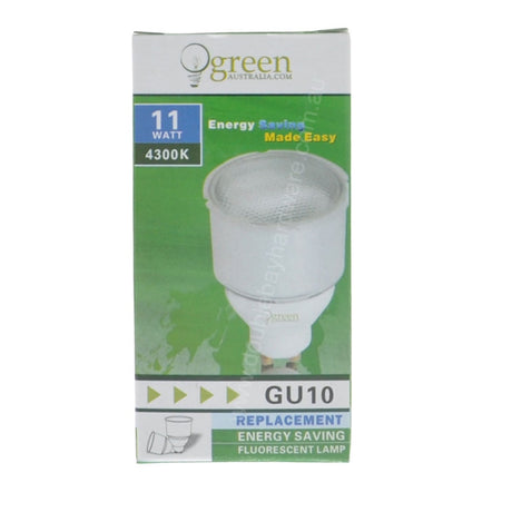 green Australia Energy Saving Light Bulb GU10 240V 11W C/W LP/GU10CF/11W