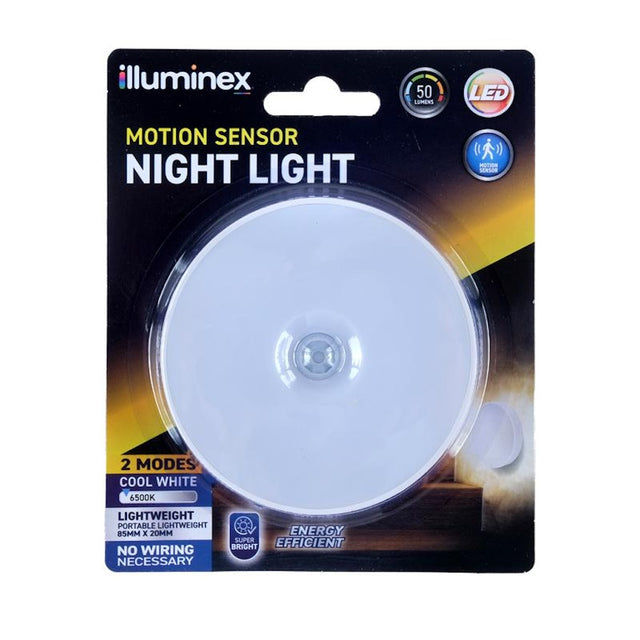 illuminex Battery Operated Motion Sensor LED Night Light Cool White 50Lumens