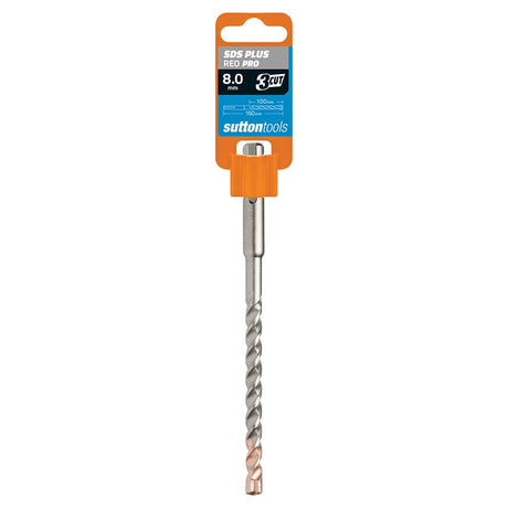 suttontools Masonry SDS Plus Reo Pro 3 Cut Drill Bit 8x160mm D6230800