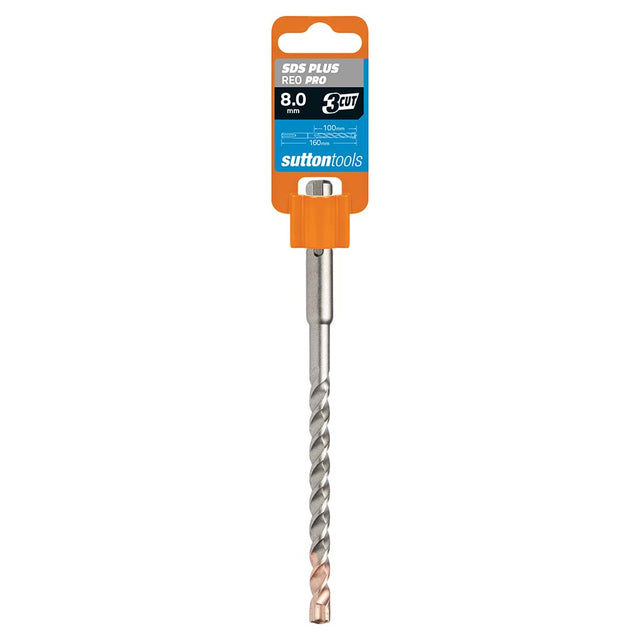 suttontools Masonry SDS Plus Reo Pro 3 Cut Drill Bit 8x160mm D6230800