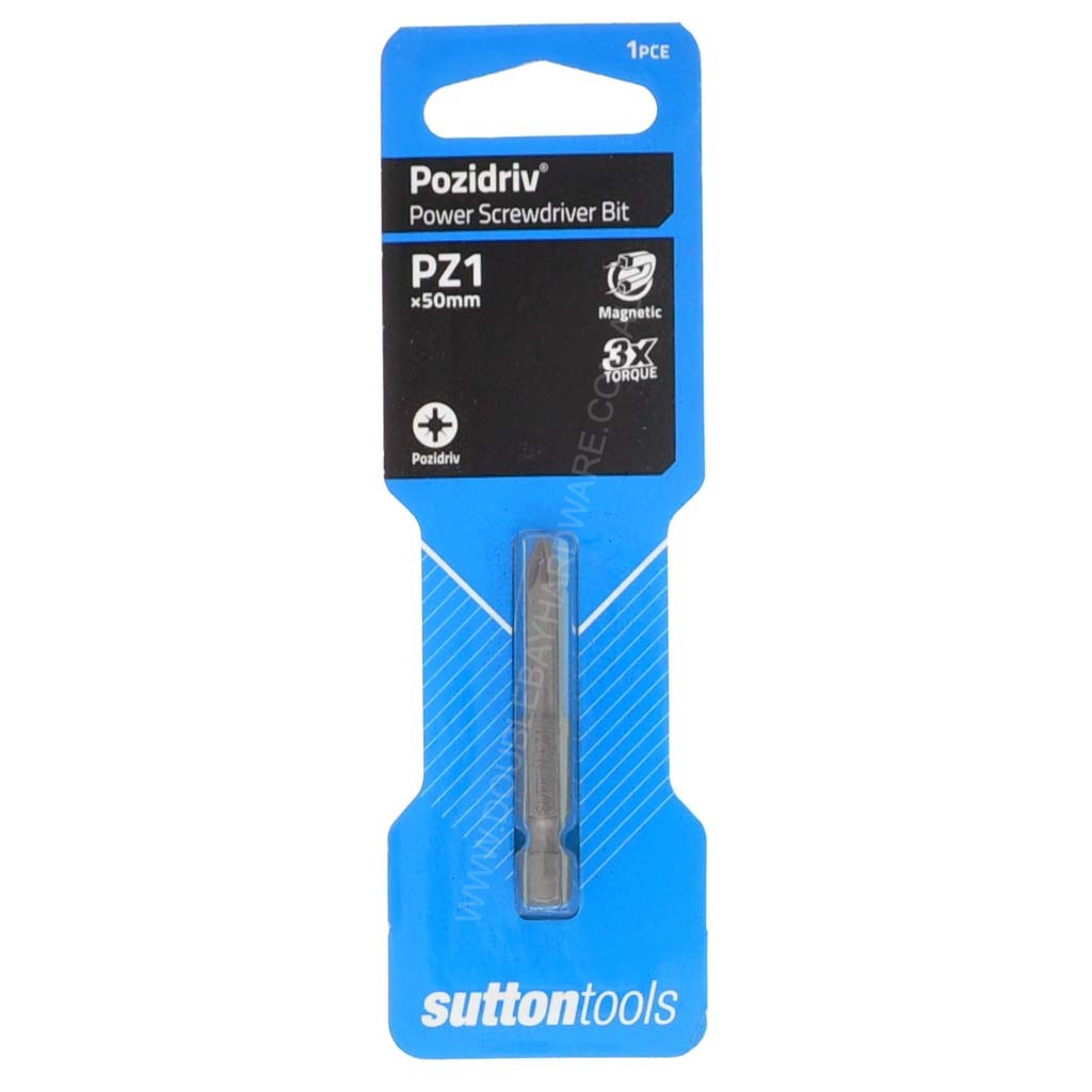 suttontools Screwdriver Power Bit Pozidrive PZ1x50mm S1020150