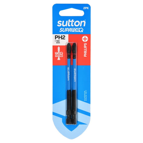 suttontools SupaTorq Philips Impact Screwdriver Bit PH2X100mm 2Pcs S200H02E02