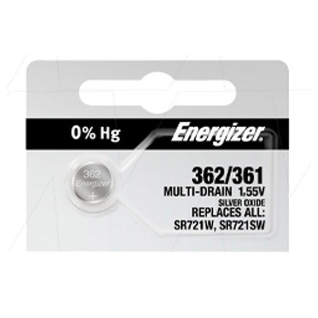 Energizer Silver Oxide Button Cell Battery 1.55V 27mAh 362, SR721SW