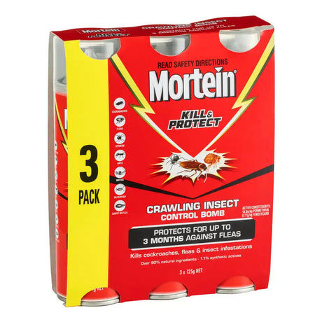 Mortein Kill & Protect DIY Crawling Insect Control Bomb 3x125g 3202785