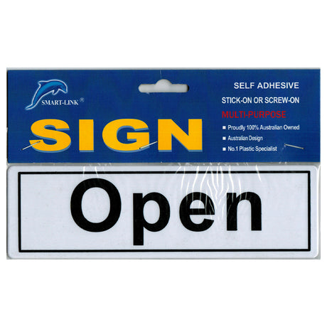 Plastic Self Adhesive Sign Open 200x60x2mm