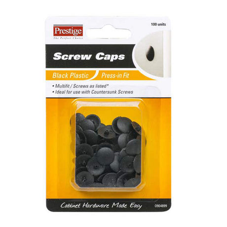 Prestige Press-in Screw Caps Black 100pcs O904899