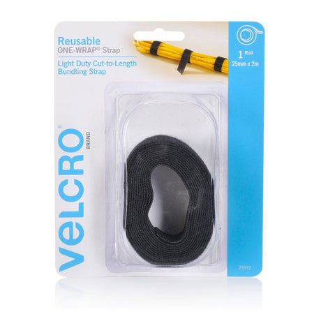 VELCRO ONE-WRAP Reusable Strap Black 25mmX2m 25572