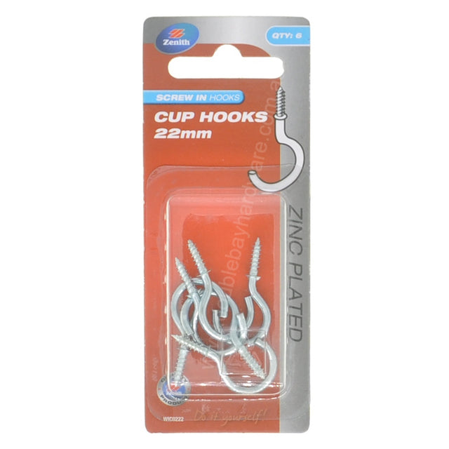 ZENITH Cup Hooks 2.5x22mm Zinc Plated WIC0222