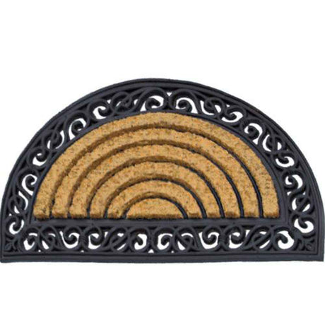 Coir Rubber Scroll Half Round Door Mat 45 x 75cm - DoubleBayHardware