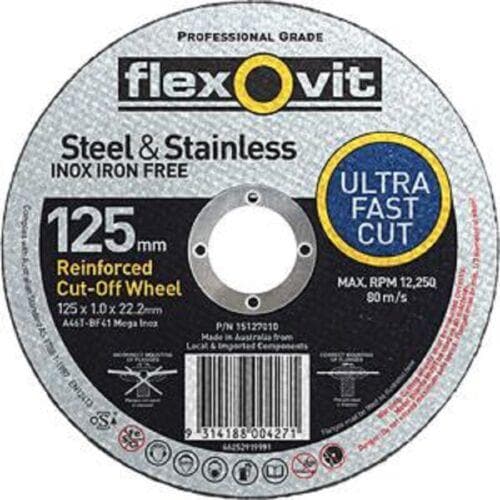 Flexovit 125x1.0x22.2mm Metal Cutting Wheel - Double Bay Hardware