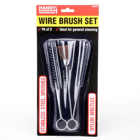 HANDY HARDWARE Wire Brush Set 185mm 189816 - Double Bay Hardware