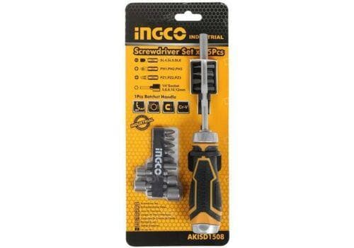 INGCO 15 in 1 Ratchet Screw Driver Set AKISD1508 - Double Bay Hardware