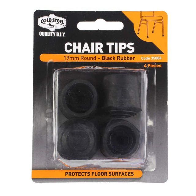 Local Product Chair Tips Rubber Black Round 19mm PK4 35004 - Double Bay Hardware