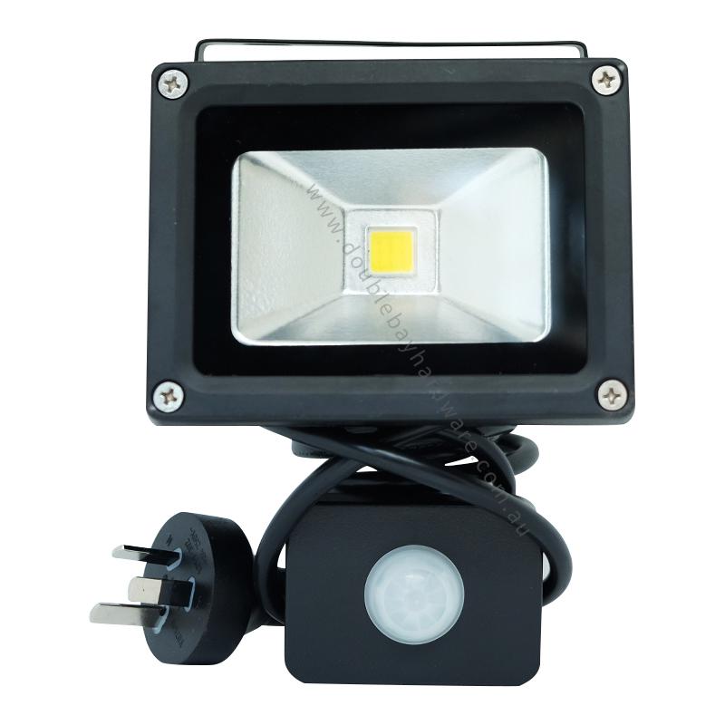 LUSION Weatherproof IP65 LED Sensor Floodlight 240V 10W 4000k Black 52003 - Double Bay Hardware