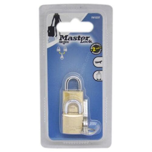 Master Lock Fortress 20mm Brass Body Padlock Twin Pack FM1820T - Double Bay Hardware