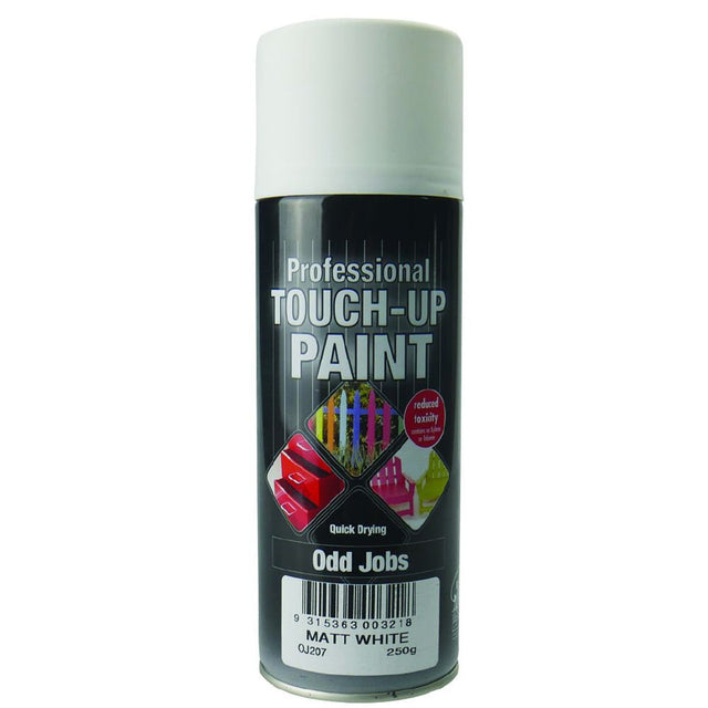 Odd Jobs Matt White Enamel Spray Paint 250gm OJ207 - Double Bay Hardware