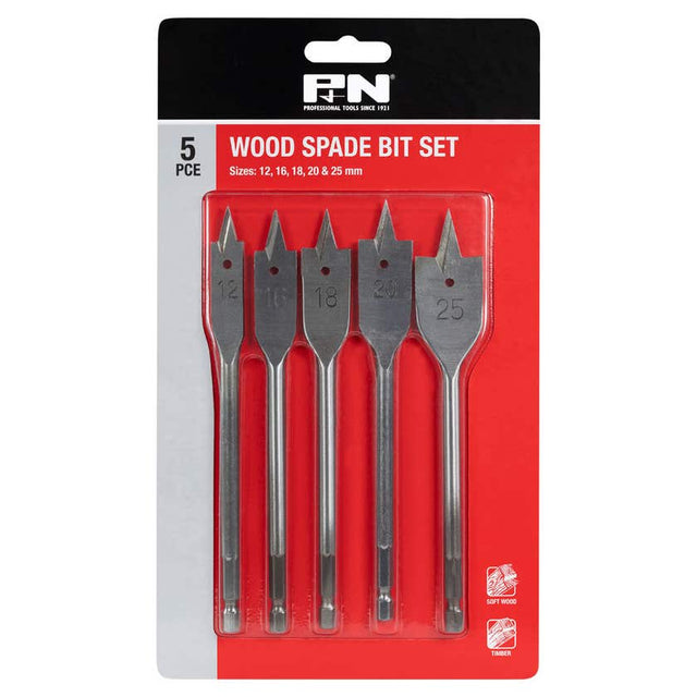 P&N Spade Bit Set Includes 12, 16, 18, 20, 25mm 166044647 - Double Bay Hardware