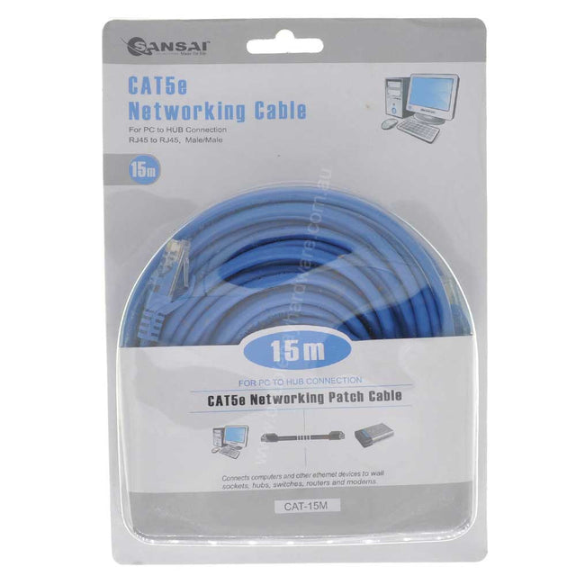 SANSAI CAT-5 Networking Patch Cable 15M CAT-15M - Double Bay Hardware