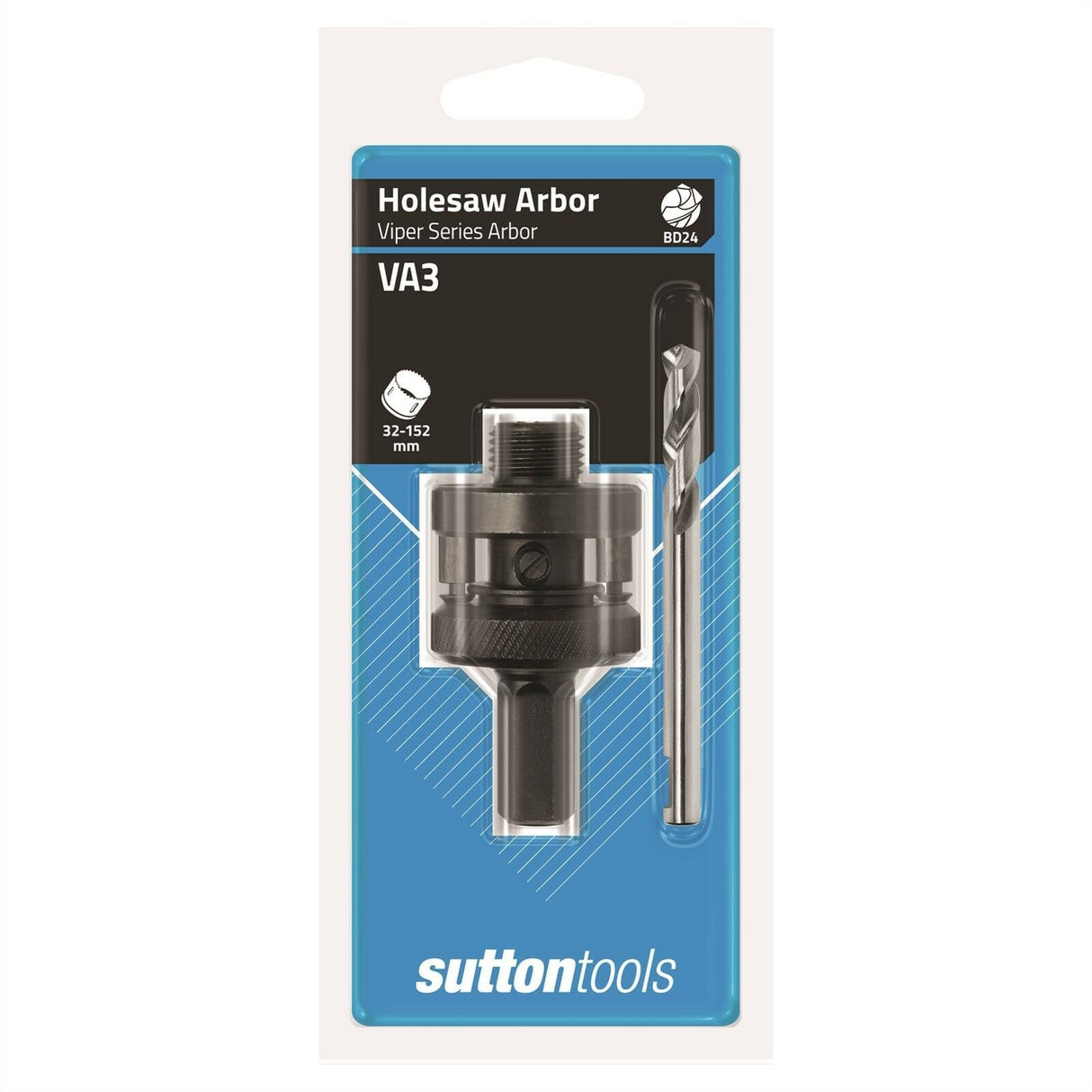 suttontools Holesaw Arbor Viper Series Arbor BD24 VA3 32-153mm - Double Bay Hardware