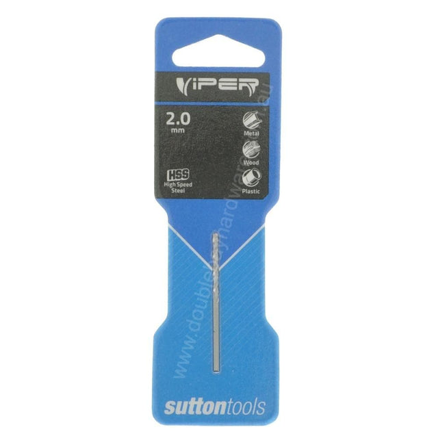 suttontools Metric HSS Viper Drill Bits For Metal, Wood, Plastic 2.0mm - Double Bay Hardware