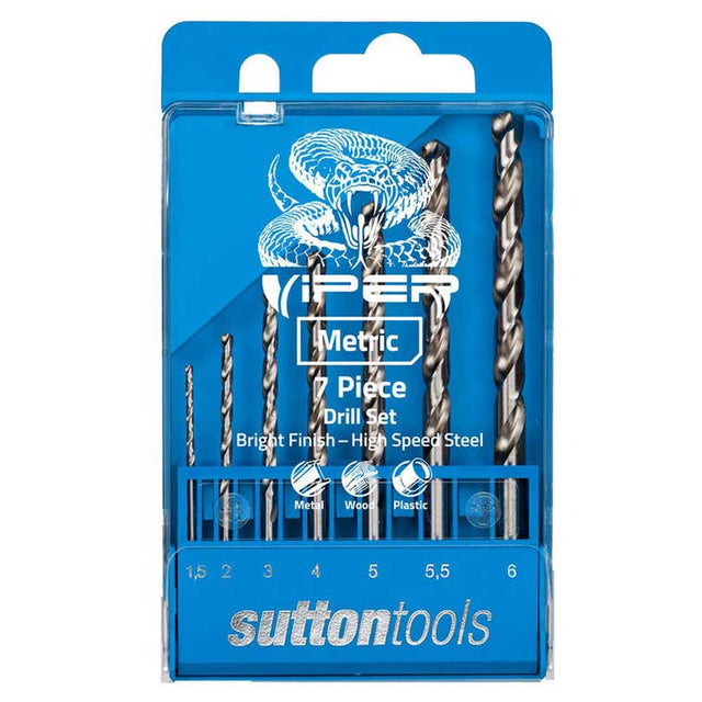 suttontools Viper Jobber Drill Bit Set Metric 7Pcs D105SLV7M - Double Bay Hardware