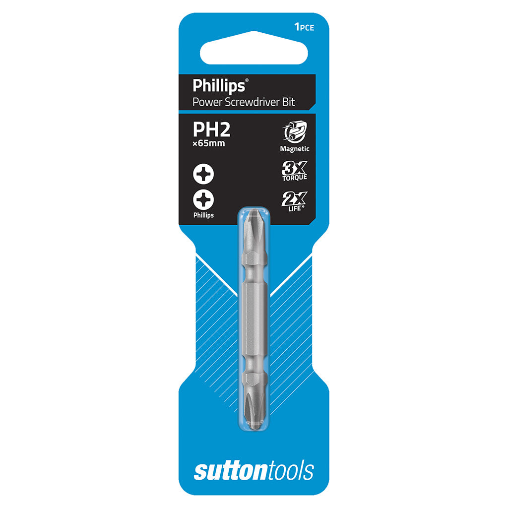 suttontools Double End Screwdriver Power Bit Philips #2x65mm S1220265