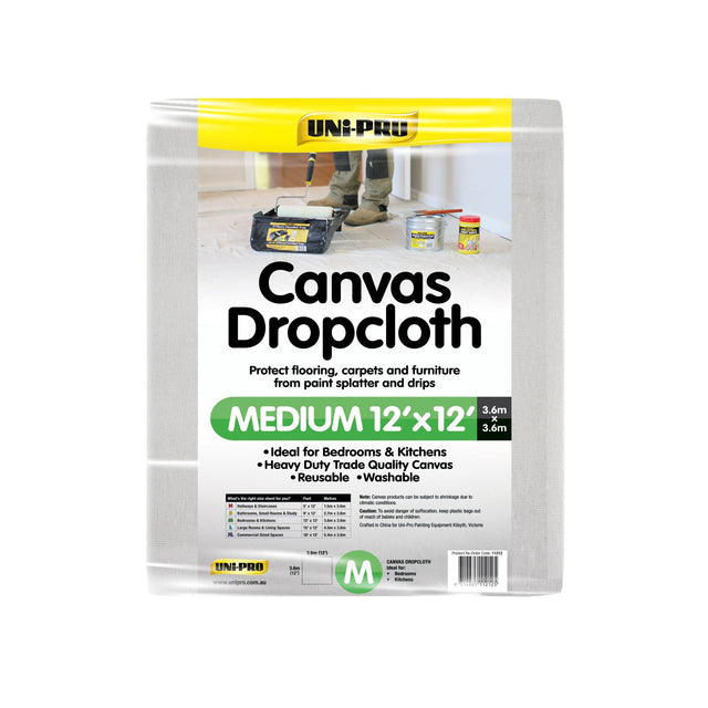 UNI-PRO Canvas Drop Cloth 12'x12' 11212 - Double Bay Hardware