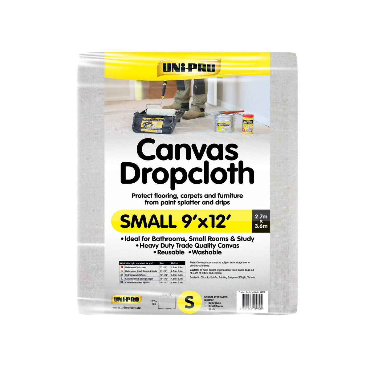 UNI-PRO Canvas Drop Cloth 9'x12' 11912 - Double Bay Hardware