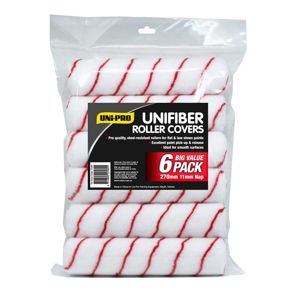 UNI-PRO Unifiber Roller Covers 270mm 11mm Nap 6PK 17005 - Double Bay Hardware