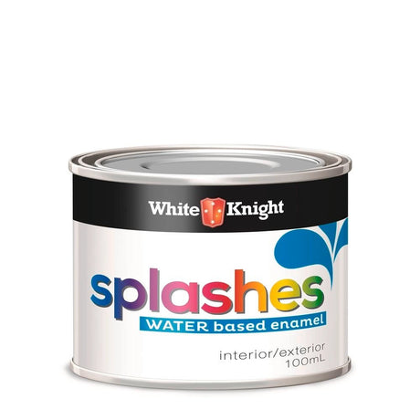 White Knight Splashes Water Based Paint Flat Black 100ml 345125/100ML - Double Bay Hardware