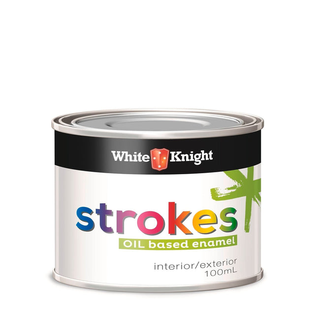 White Knight Strokes Oil Based Paint Flat Black 100ml 345025/100ML - Double Bay Hardware