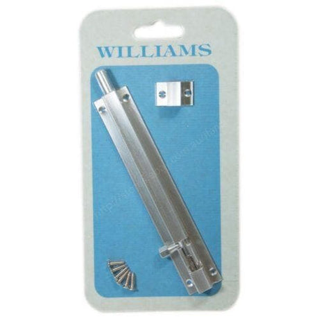 WILLIAMS Barrel Bolt 150mm Stain Chrome - Double Bay Hardware