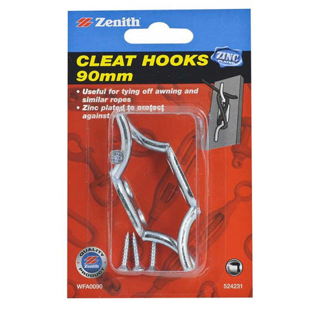 ZENITH Zinc Plated Cleat Hooks 90mm WFA0090 - Double Bay Hardware